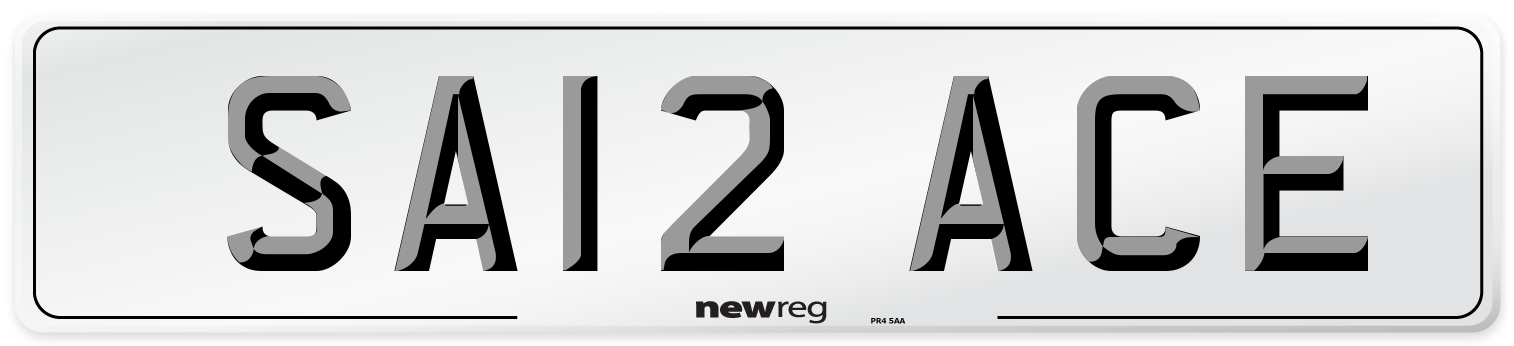 SA12 ACE Number Plate from New Reg